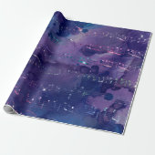 Iridescent Musical Notes on Paars Cadeaupapier (Uitgerold)