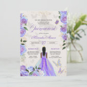 Iridescent Paars Butterflies Mariposa Quinceanera Kaart (Staand voorkant)