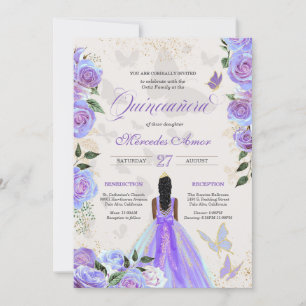 Iridescent Paars Butterflies Mariposa Quinceanera Kaart