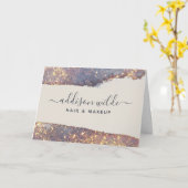 Iridescent Paars Glam Glitter Hartelijk dank Kaart (Gele Bloem)