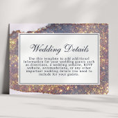 Iridescent Paars Gold Glitter Weddenschap Details Informatiekaartje