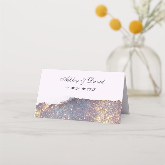 Iridescent Paars Gold Glitter Wedding (Achterkant)