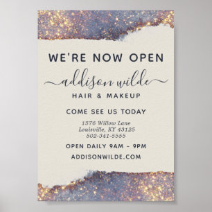Iridescent Paars Goud Glam Glitter Zakelijke Openi Poster