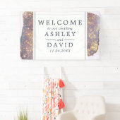 Iridescent Paarse Glitter Weddenschap Welkomstbann Spandoek (Insitu)