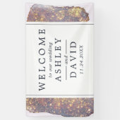 Iridescent Paarse Glitter Weddenschap Welkomstbann Spandoek (Verticaal)