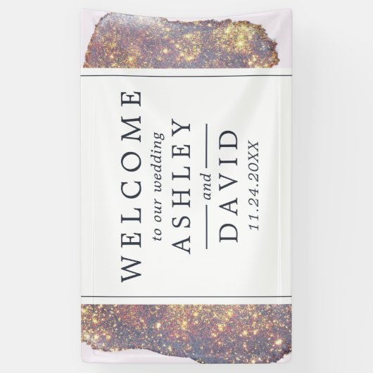 Iridescent Paarse Glitter Weddenschap Welkomstbann Spandoek (Verticaal)