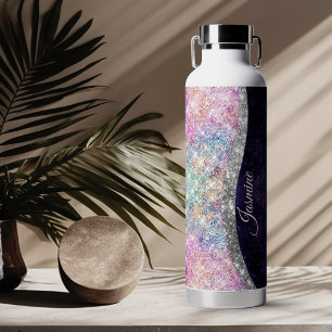 Iridescent paarse zilveren nepschitterende monogra waterfles
