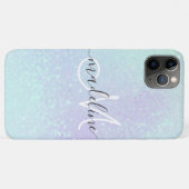 Iridescent Pastel Holographic Glitter Monogramed Case-Mate iPhone Case (Achterkant (horizontaal))