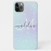 Iridescent Pastel Holographic Glitter Monogramed Case-Mate iPhone Case (Achterkant)