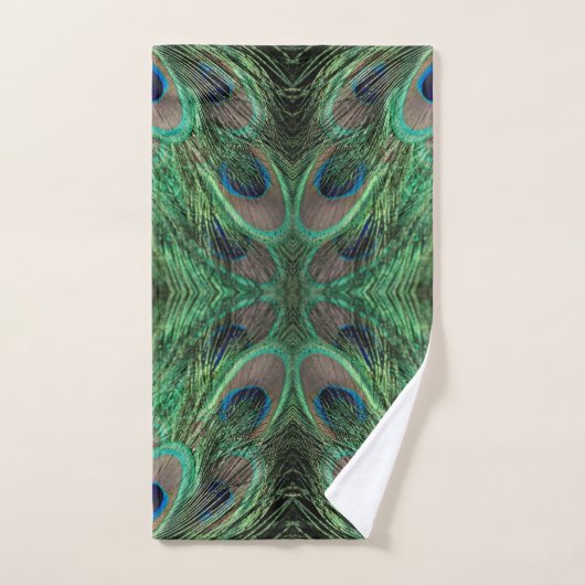 Iridescent Peacock Feather Hand Towel Handdoek (Handdoek)