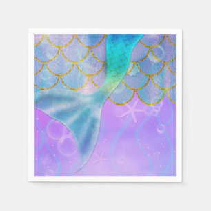 Iridescent Pearl Shimmer Mermaid Birthday Party Servet