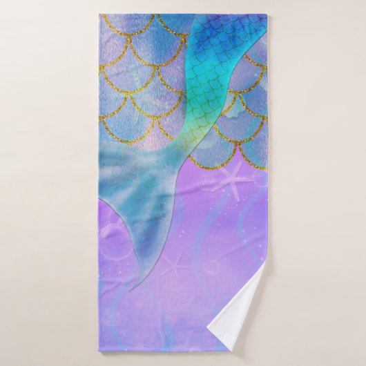 Iridescent Pearl Shimmer Sparkle Zeemeermin Staart Bad Handdoek (Badhanddoek)
