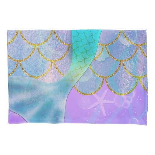 Iridescent Pearl Shimmer Sparkle Zeemeermin Staart Kussensloop (Voorkant)