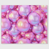 Iridescent Pink 3D Glossy Bubble Pattern Wrapping  Cadeaupapier (Vlak)