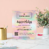 Iridescent plat je Logo & QR Social Media Acryl Bord (Huwelijk)