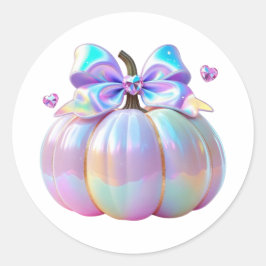 Iridescent Pumpkin met Crystal Hearts Ronde Sticker
