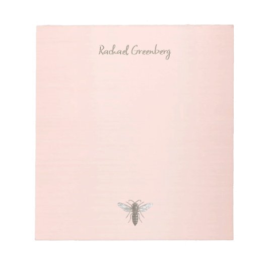 Iridescent Queen Bee Embossed Text op Roos Gold Notitieblok (Voorkant)