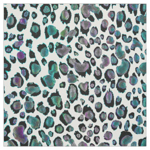 Iridescent Rainbow Leopard Animal Print Fabric Stof