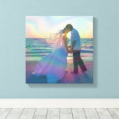 Iridescent Rainbow Overlay Trouwfoto Canvas Afdruk (Insitu (Houten vloer))