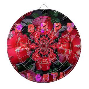 Iridescent Red Roses "Happy Valentijn" Art Print Dartbord