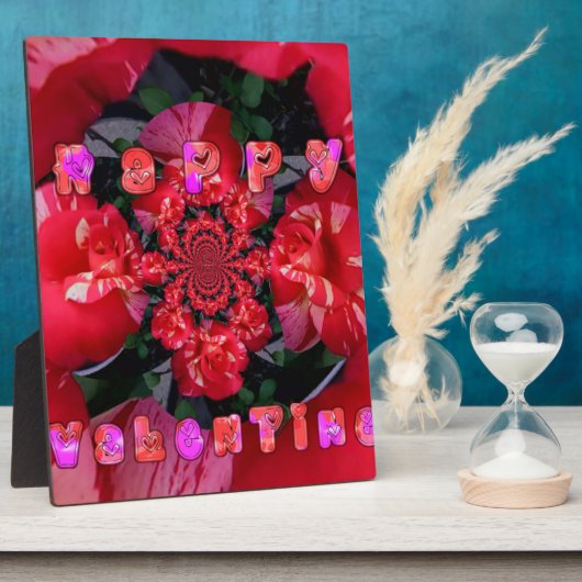 Iridescent Red Roses "Happy Valentijn" Art Print Fotoplaat (Zijkant)