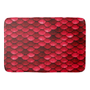 Iridescent Red Shiny Glitter Mermaid Fish Scale Badmat