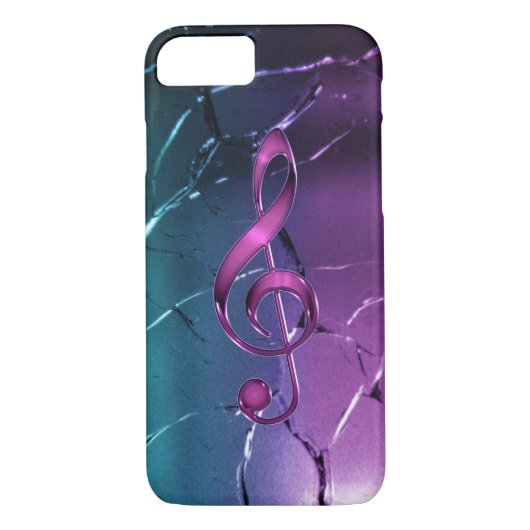 Iridescent Roze en Blue Music Clef iPhone 7 Hoesje (Achterkant)