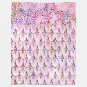 Iridescent roze Glitter Mermaid Fish Scales Fleece Deken