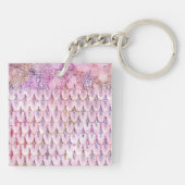 Iridescent roze Glitter Mermaid Fish Scales Sleutelhanger (Achterkant)