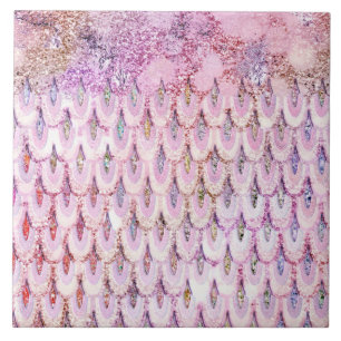 Iridescent roze Glitter Mermaid Fish Scales Tegeltje