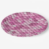 Iridescent roze glitter Shiny Mermaid Fish Scales Papieren Bordje (Gekanteld)