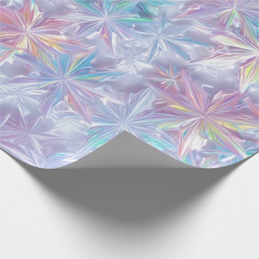 Iridescent shimmering snowflakes pattern cadeaupapier (Hoek)