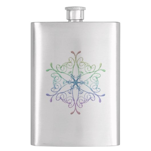 Iridescent Snowflake Flask Heupfles (Voorkant)