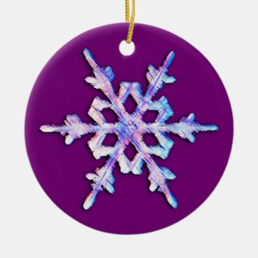 Iridescent Snowflake op Amethyst-Paars Keramisch Ornament (Voorkant)