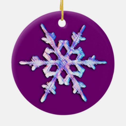 Iridescent Snowflake op Amethyst-Paars Keramisch Ornament (Achterkant)