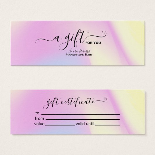 Iridescent Sparkle Holographic Gift Certificate Mini Visitekaartjes (Voorkant /achterkant)