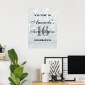 Iridescent Sweet 16 Glitter Licht Welkomstwoord Po Poster (Thuiskantoor)