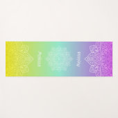 Iridescent Teal Rainbow Gradient Mandala With Name Yogamat (Voorkant (horizontaal))
