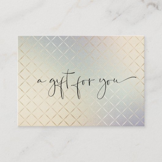 Iridescent Textured Modern Script Gift Certificate Visitekaartje (Voorkant)