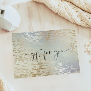 Iridescent Textured Modern Script Gift Certificate Visitekaartje