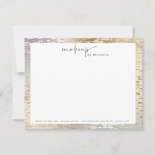 Iridescent Textured Modern Script Make-up Artist Notitiekaartje (Voorkant)