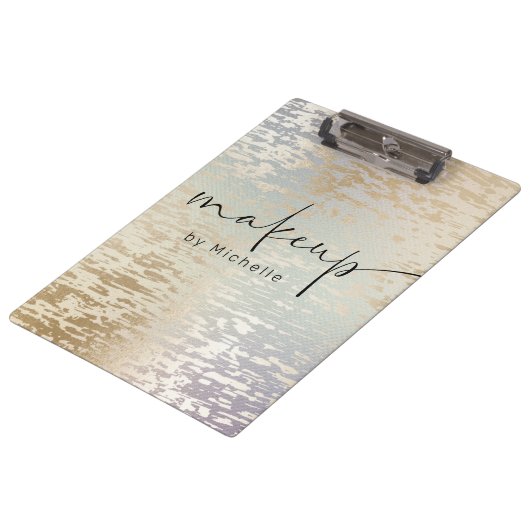 Iridescent Textured Modern Script Make-up Monogram Klembord (Gekanteld)