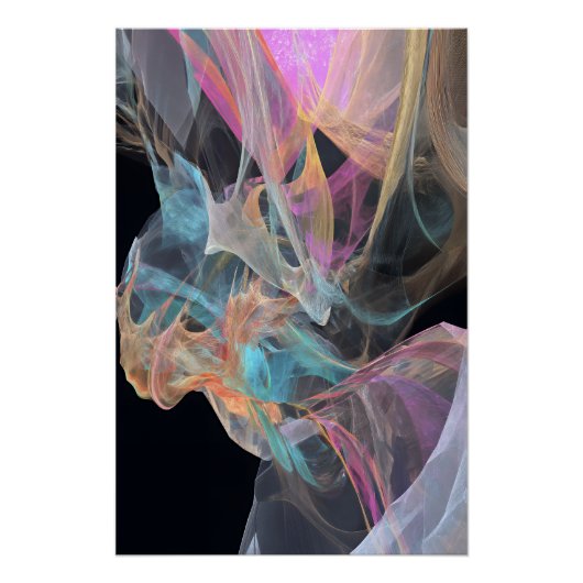 Iridescent Thread Vortex Teal Magenta Glow Perfect Poster (Voorkant)