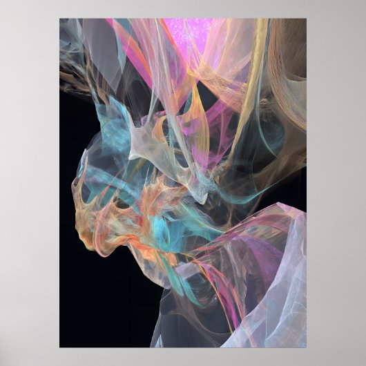 Iridescent Thread Vortex Teal Magenta Glow Poster (Voorkant)