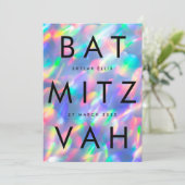 Iridescent Ultra Modern bat mitswa QR CODE RSVP Kaart (Staand voorkant)