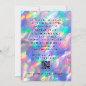 Iridescent Ultra Modern bat mitswa QR CODE RSVP Kaart (Achterkant)