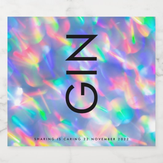 Iridescent Ultra Modern Monogram Gin Liquor Likeurfles Etiket (Enkel label)