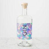 Iridescent Ultra Modern Monogram Gin Liquor Likeurfles Etiket (Voorkant)