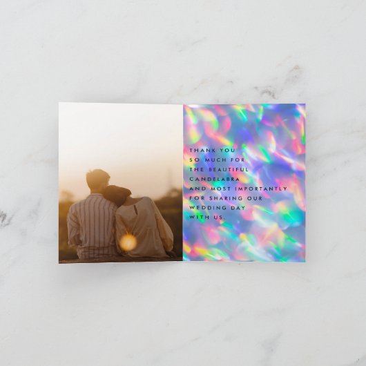 Iridescent Ultra Modern Monogram Weddenschap Bedankkaart (Binnen)