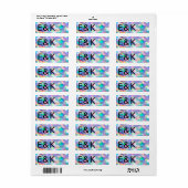Iridescent Ultra Modern Monogram Weddenschap Etiket (Full Sheet)